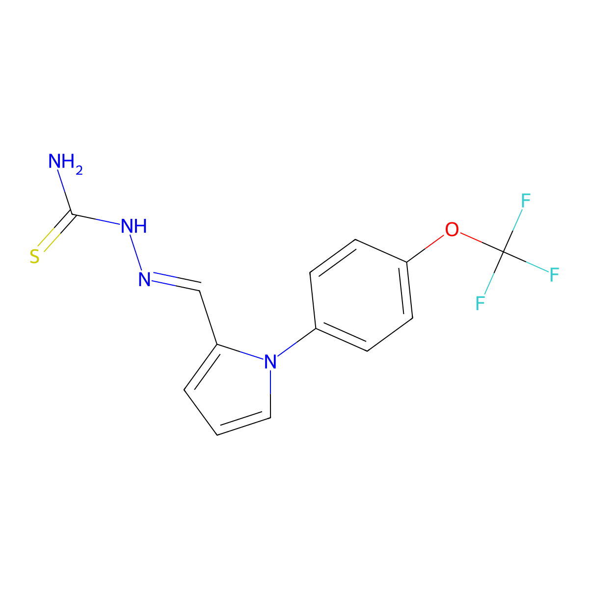 2-((Z)-{1-[4-(trifluoromethoxy)phenyl]-1H-pyrrol-2-yl}methylidene)-1-hydrazinecarbothioamide molecular structure, CAS 551921-76-7