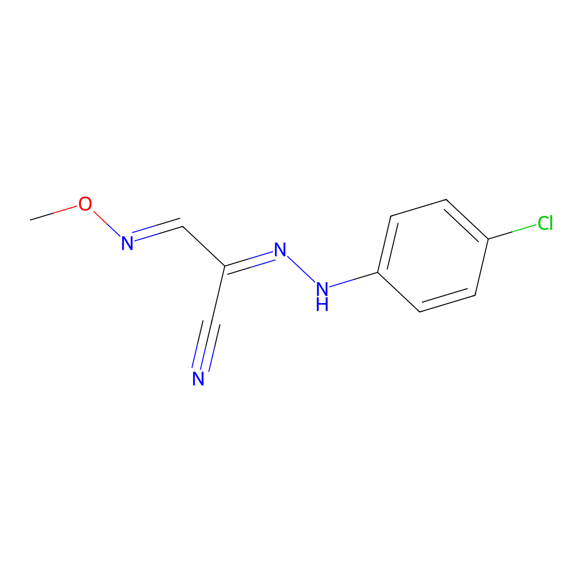 2-[(Z)-2-(4-chlorophenyl)hydrazono]-3-(methoxyimino)propanenitrile molecular structure, CAS 551921-77-8