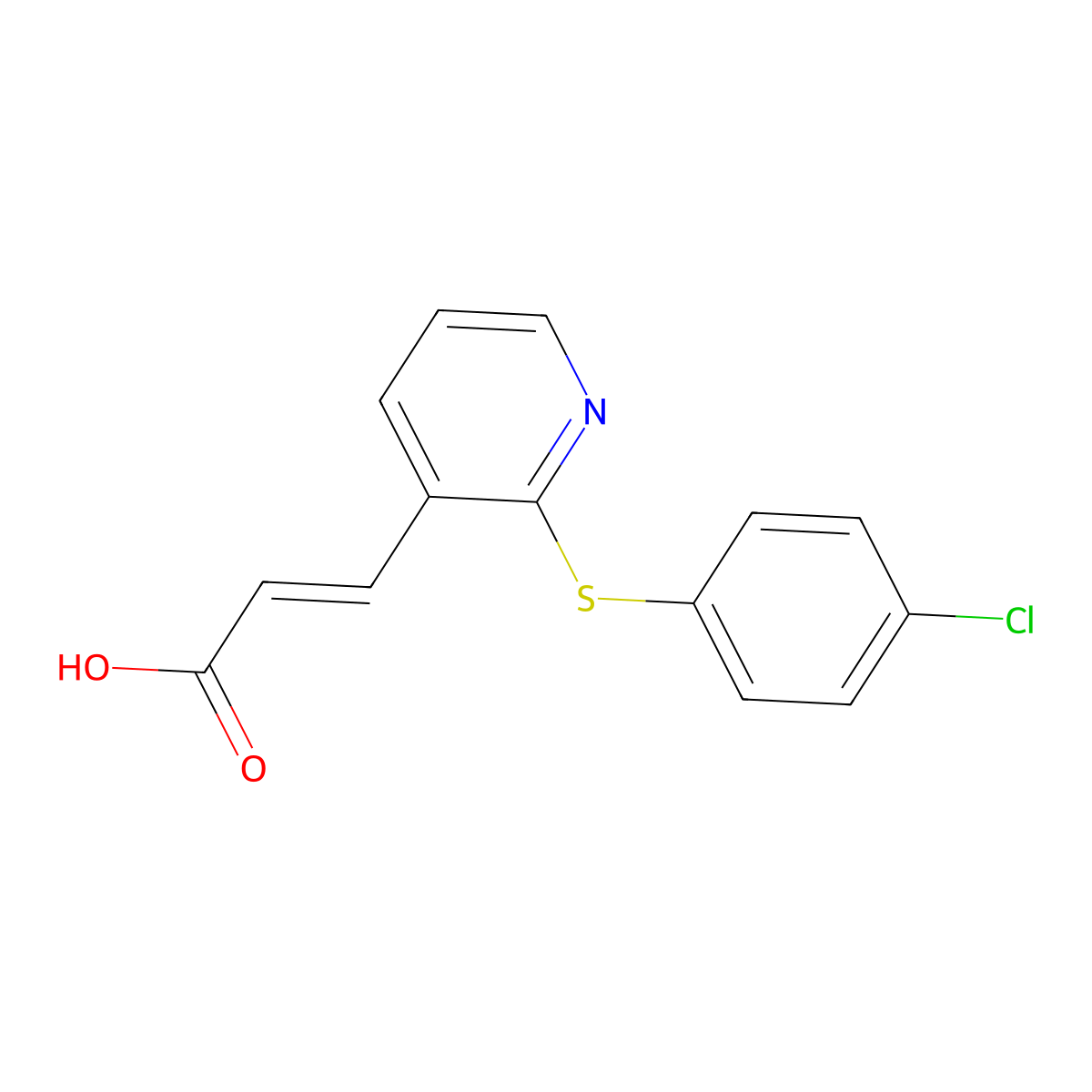 (E)-3-[2-(4-chlorophenyl)sulfanylpyridin-3-yl]prop-2-enoic acid molecular structure, CAS 551921-80-3