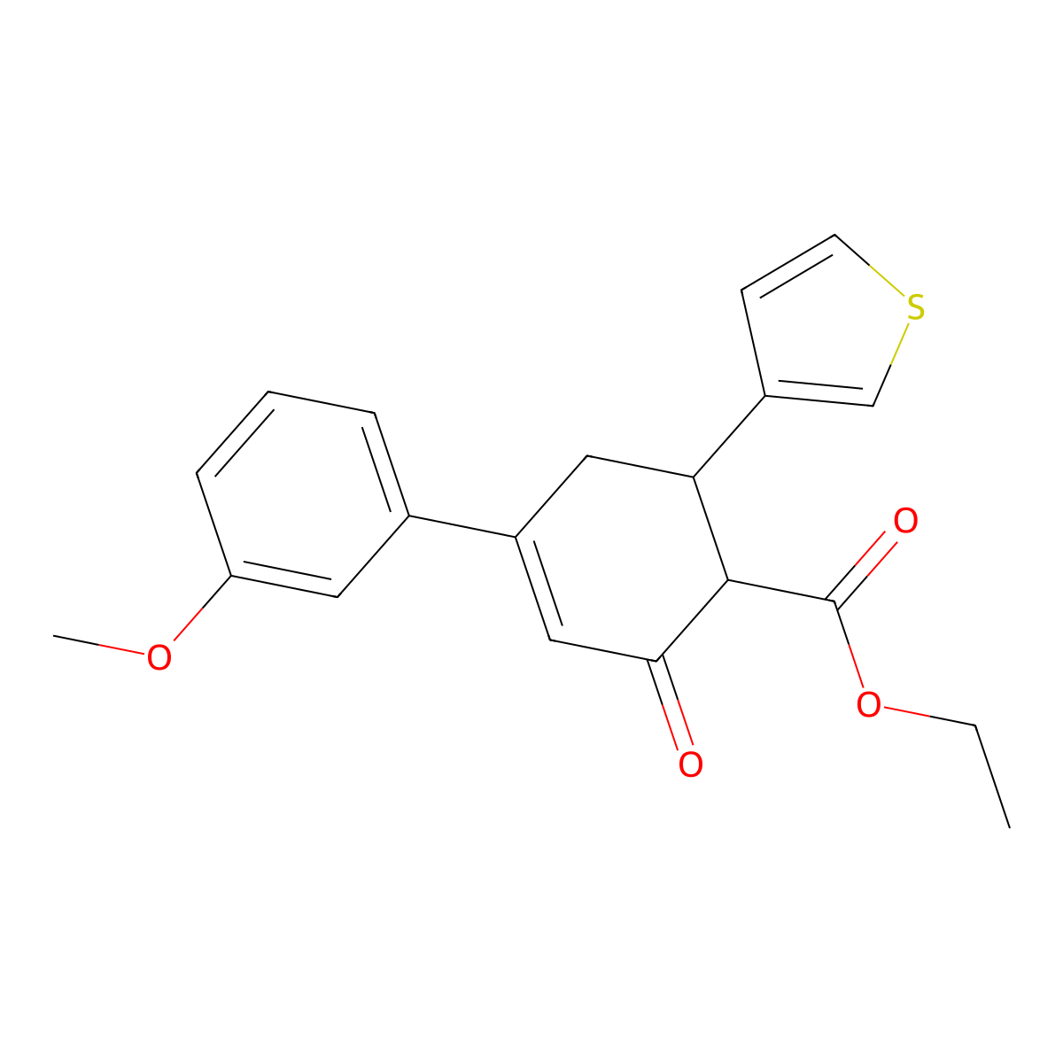 Ethyl 4-(3-methoxyphenyl)-2-oxo-6-(thiophen-3-yl)cyclohex-3-ene-1-carboxylate molecular structure, CAS 551921-89-2