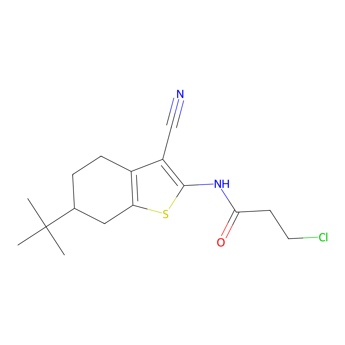 N-(6-tert-Butyl-3-cyano-4,5,6,7-tetrahydro-1-benzothien-2-yl)-3-chloropropanamide molecular structure, CAS 551924-38-0