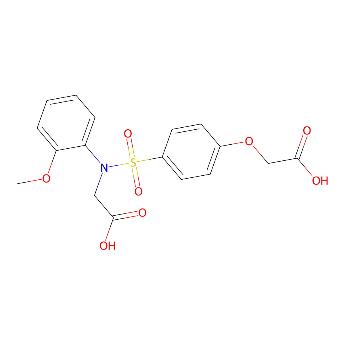 2-{4-[(Carboxymethyl)(2-methoxyphenyl)sulfamoyl]phenoxy}acetic acid molecular structure, CAS 551930-31-5