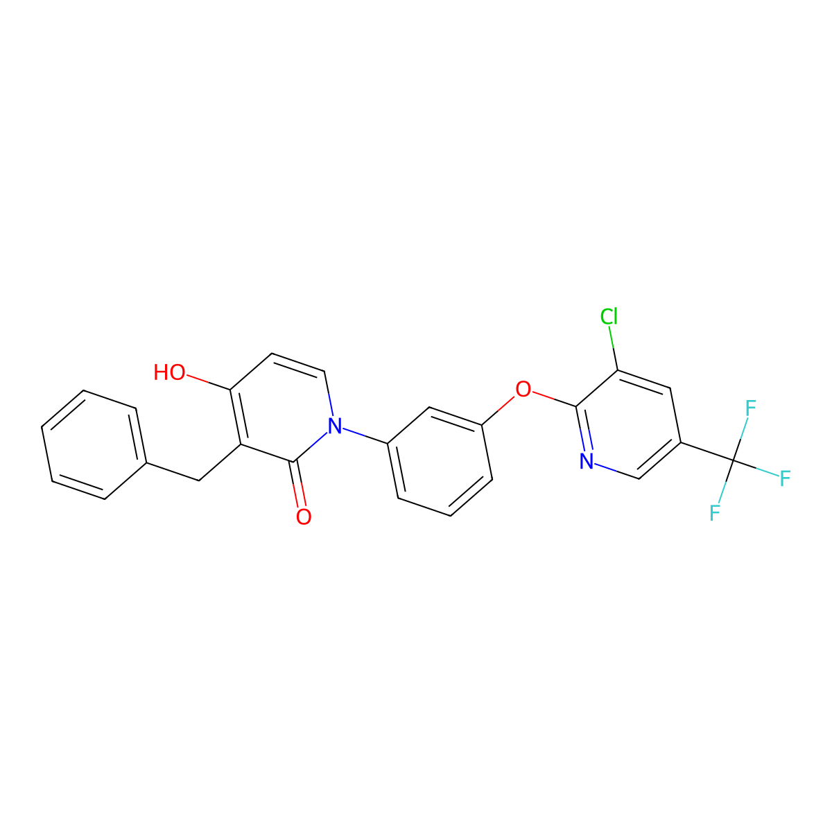 3-benzyl-1-(3-{[3-chloro-5-(trifluoromethyl)-2-pyridinyl]oxy}phenyl)-4-hydroxy-2(1H)-pyridinone molecular structure, CAS 551930-55-3