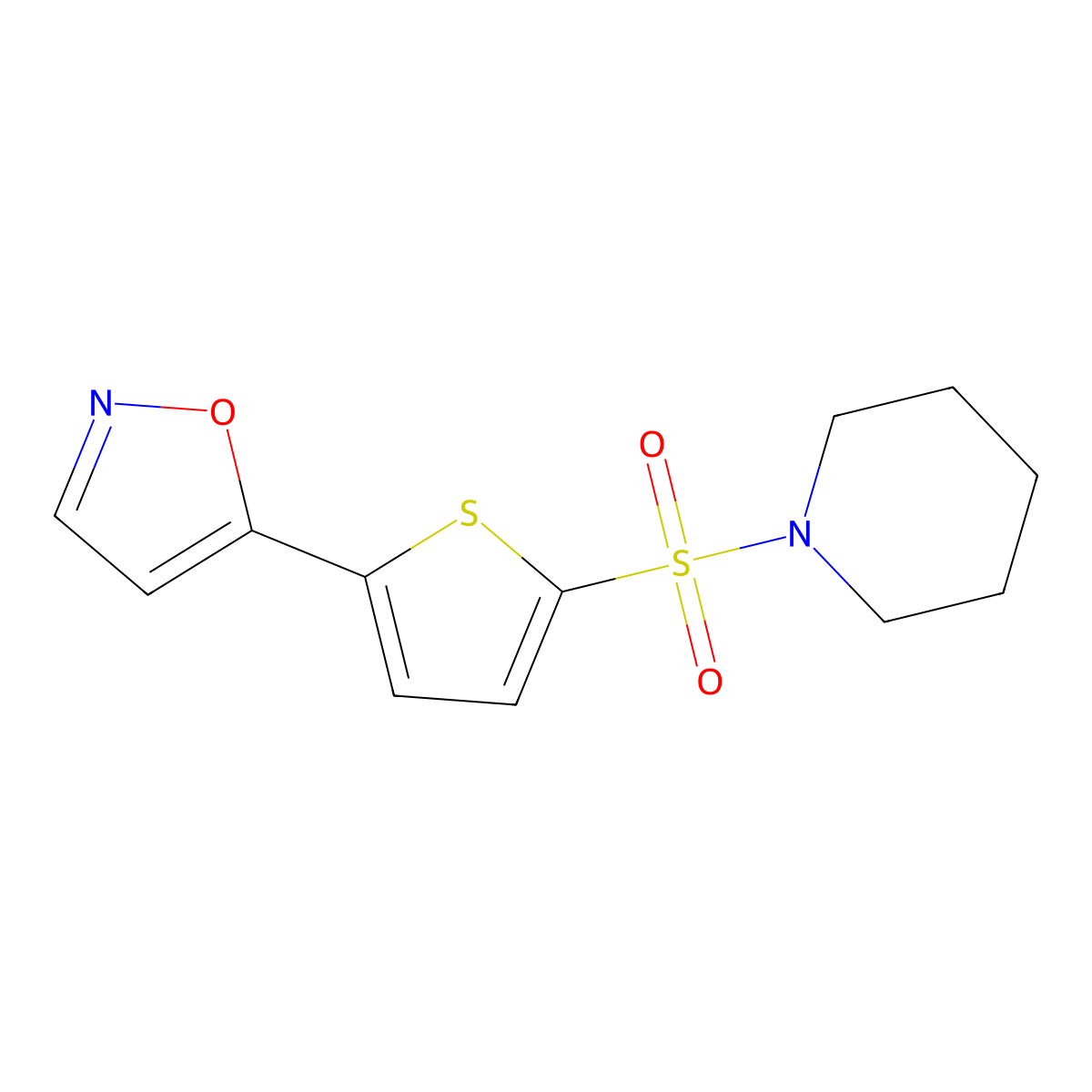 1-{[5-(5-Isoxazolyl)-2-thienyl]sulfonyl}piperidine molecular structure, CAS 551930-57-5