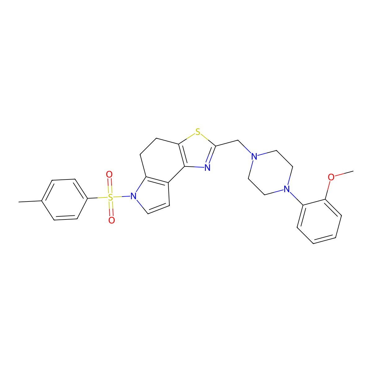 2-{[4-(2-methoxyphenyl)piperazino]methyl}-6-[(4-methylphenyl)sulfonyl]-5,6-dihydro-4H-[1,3]thiazolo[4,5-e]indole molecular structure, CAS 551930-60-0