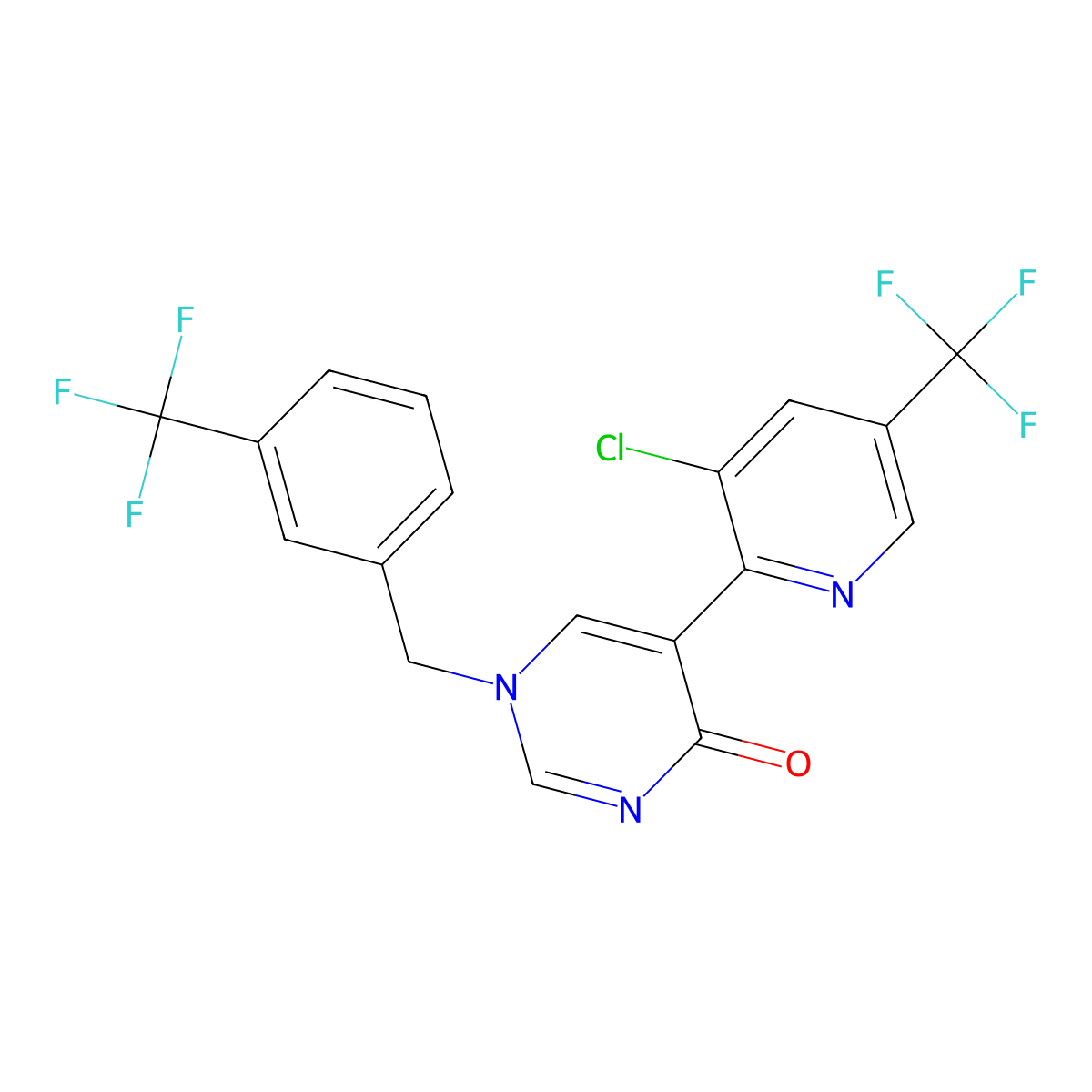 5-[3-Chloro-5-(trifluoromethyl)pyridin-2-yl]-1-[[3-(trifluoromethyl)phenyl]methyl]pyrimidin-4-one molecular structure, CAS 551930-79-1