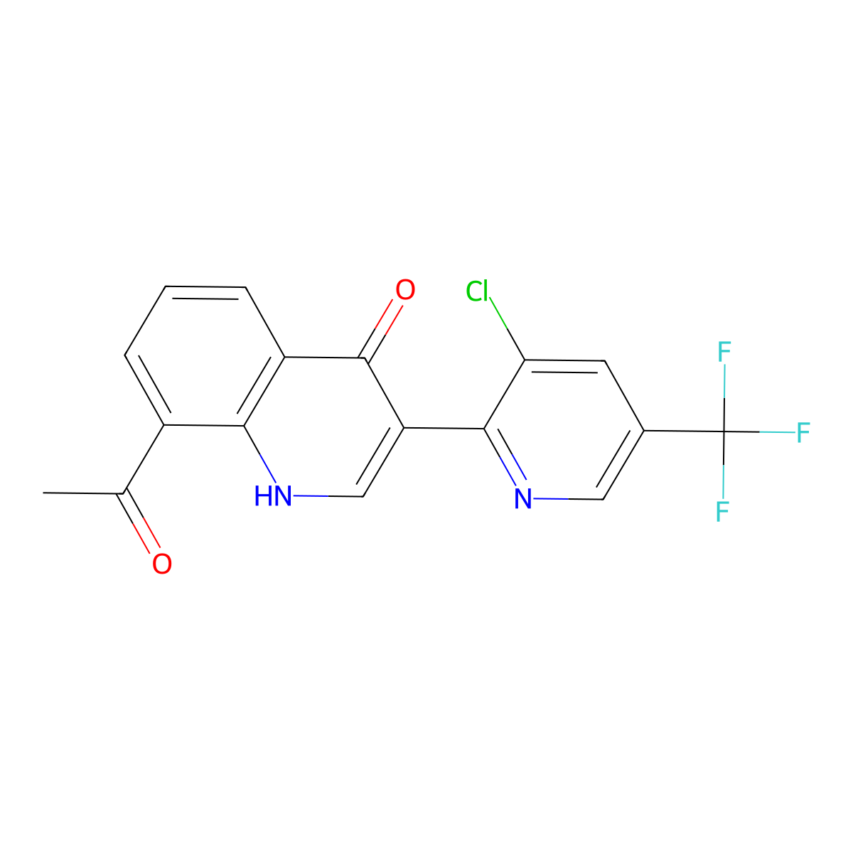 8-acetyl-3-[3-chloro-5-(trifluoromethyl)-2-pyridinyl]-4(1H)-quinolinone molecular structure, CAS 551930-82-6