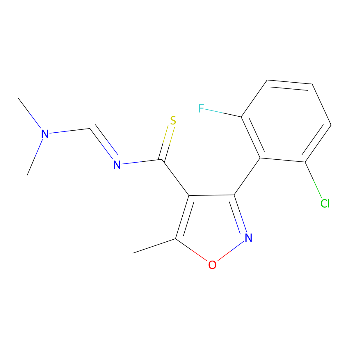 3-(2-chloro-6-fluorophenyl)-N-[(E)-(dimethylamino)methylidene]-5-methyl-4-isoxazolecarbothioamide molecular structure, CAS 551930-86-0