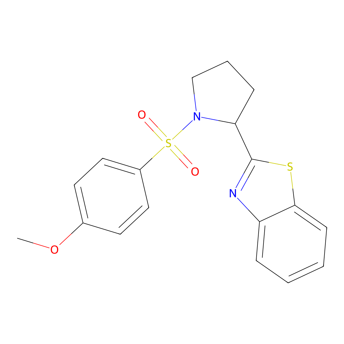 2-{1-[(4-Methoxyphenyl)sulfonyl]-2-pyrrolidinyl}-1,3-benzothiazole molecular structure, CAS 551930-96-2