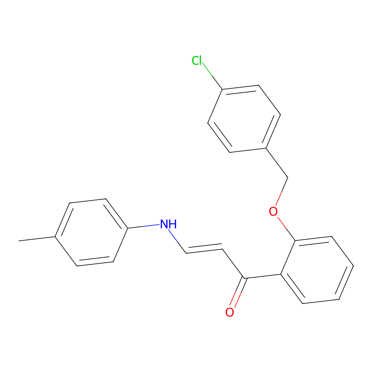 (E)-1-{2-[(4-chlorobenzyl)oxy]phenyl}-3-(4-toluidino)-2-propen-1-one molecular structure, CAS 551931-15-8