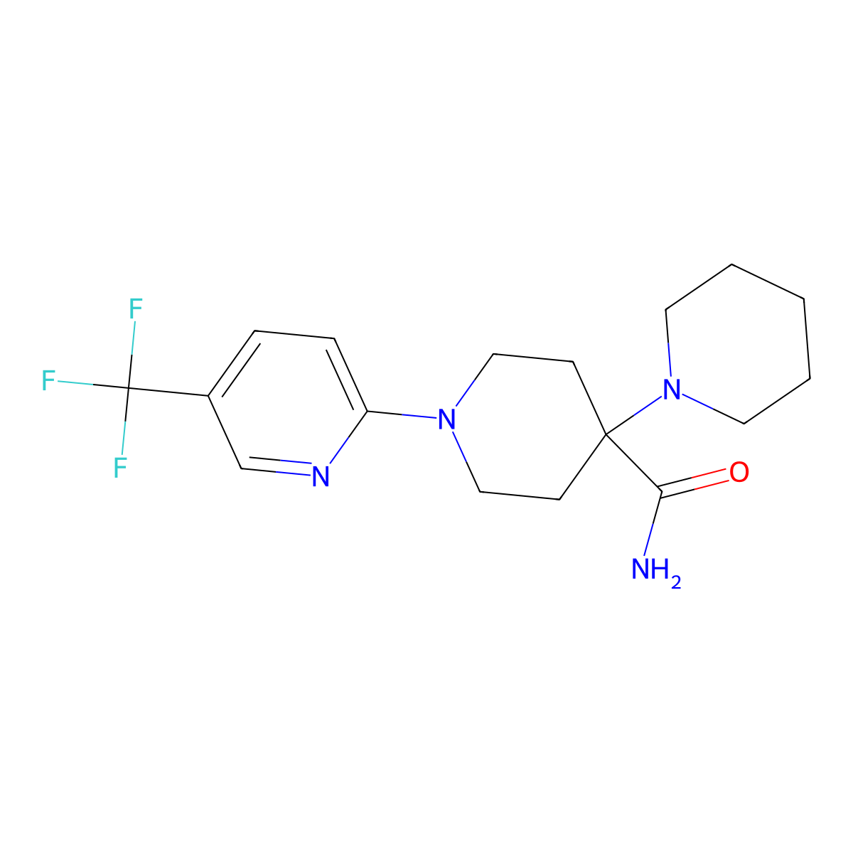4-Piperidin-1-yl-1-[5-(trifluoromethyl)pyridin-2-yl]piperidine-4-carboxamide molecular structure, CAS 551931-39-6