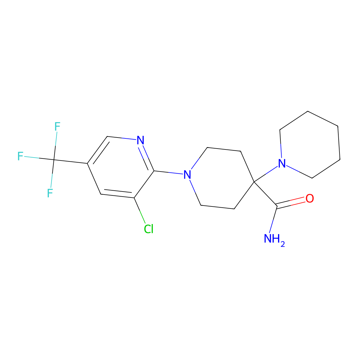 1-[3-Chloro-5-(trifluoromethyl)pyridin-2-yl]-4-piperidin-1-ylpiperidine-4-carboxamide molecular structure, CAS 551931-40-9