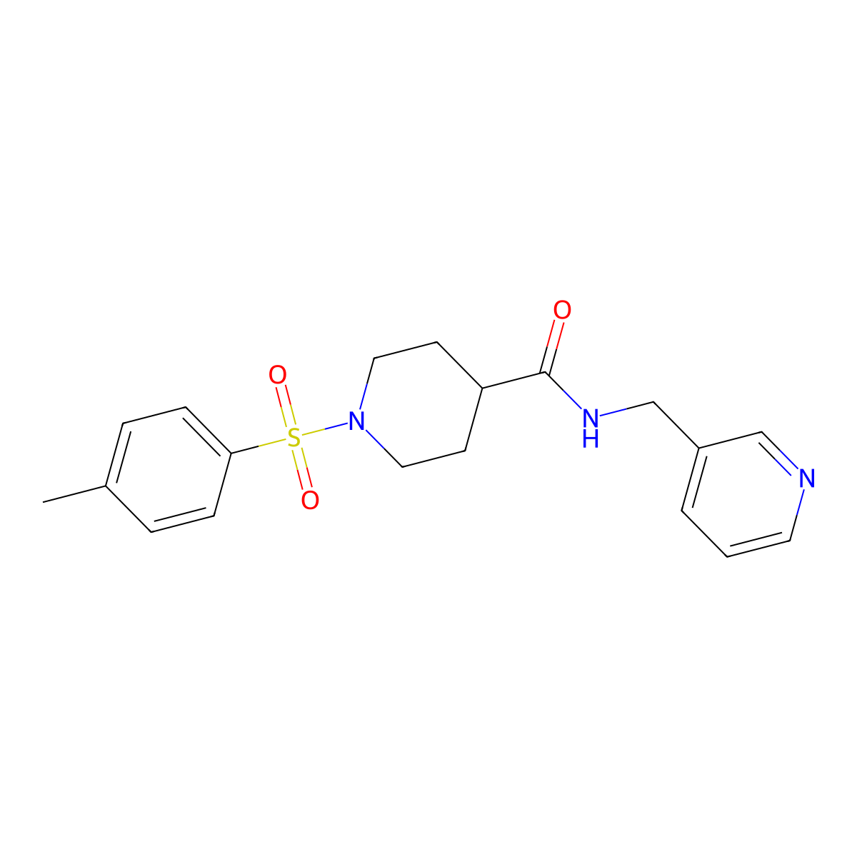1-(4-methylphenyl)sulfonyl-N-(pyridin-3-ylmethyl)piperidine-4-carboxamide molecular structure, CAS 551931-42-1