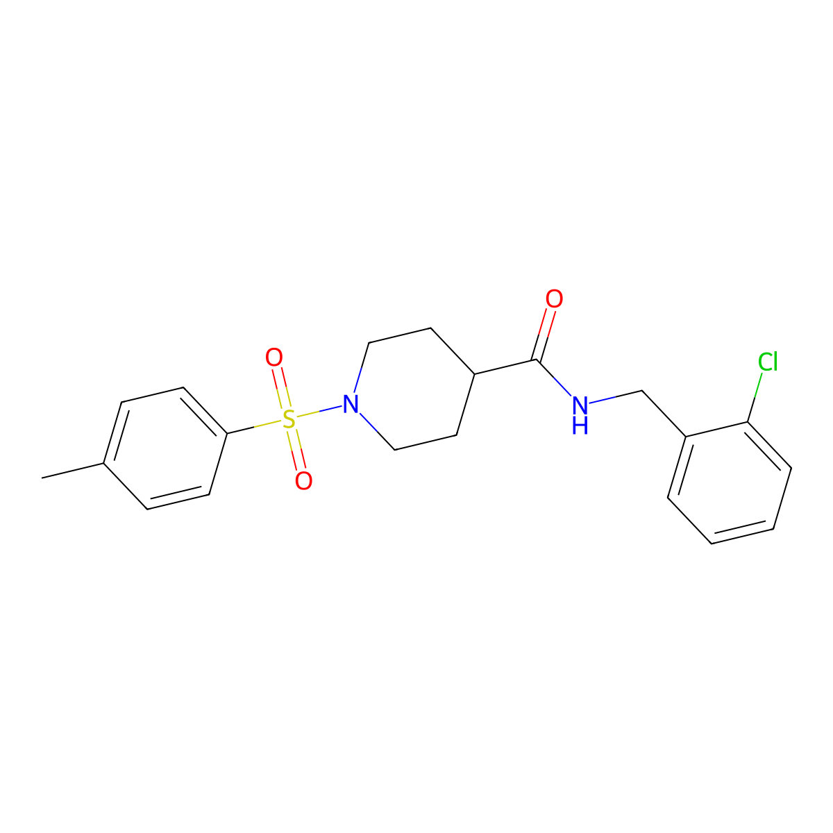 N-[(2-chlorophenyl)methyl]-1-(4-methylphenyl)sulfonyl-4-piperidinecarboxamide molecular structure, CAS 551931-43-2