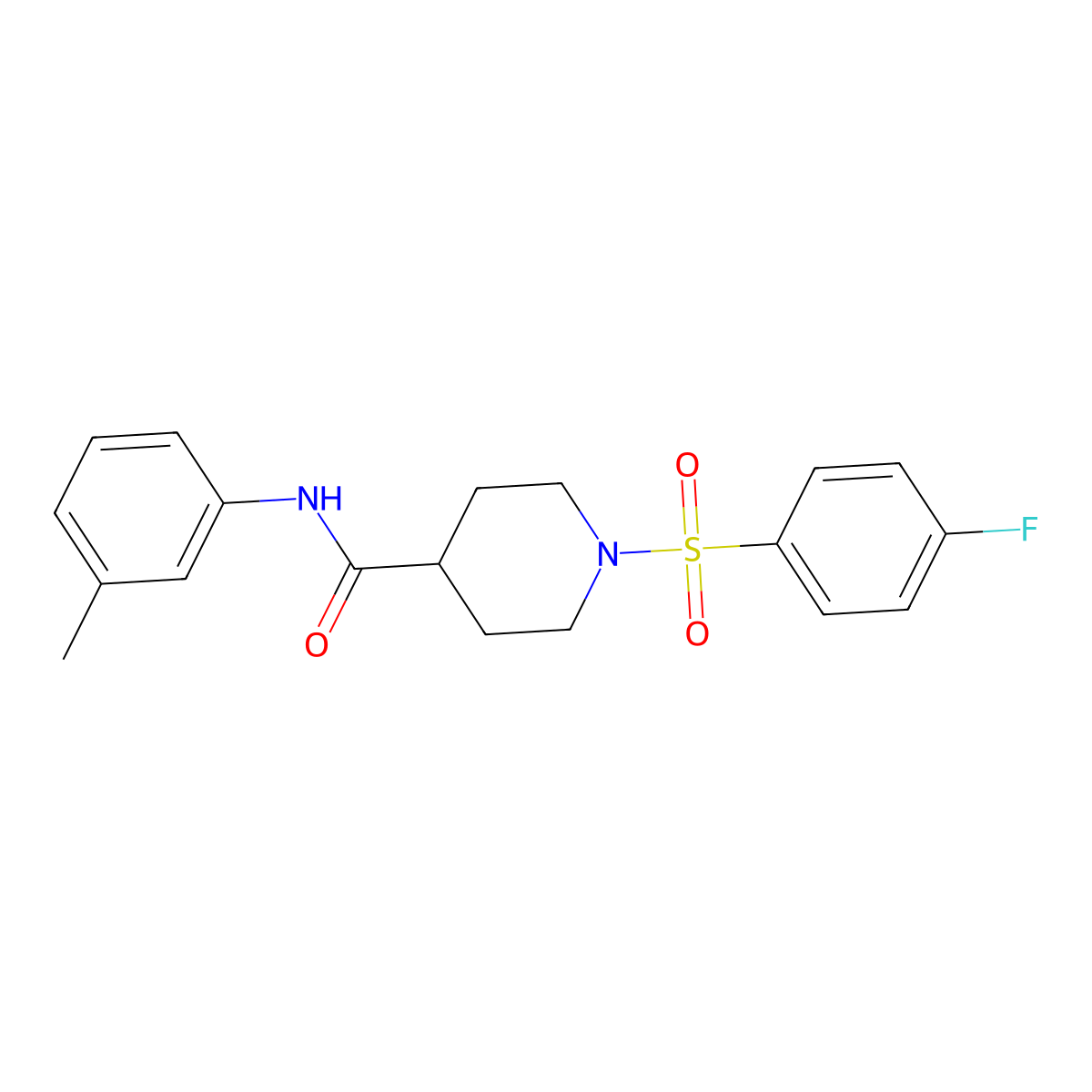 1-(4-fluorophenyl)sulfonyl-N-(3-methylphenyl)piperidine-4-carboxamide molecular structure, CAS 551931-50-1