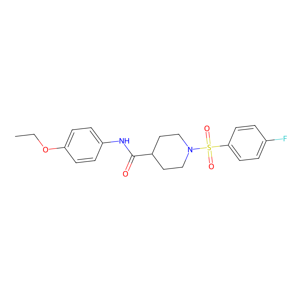 N-(4-ethoxyphenyl)-1-(4-fluorophenyl)sulfonylpiperidine-4-carboxamide molecular structure, CAS 551931-51-2