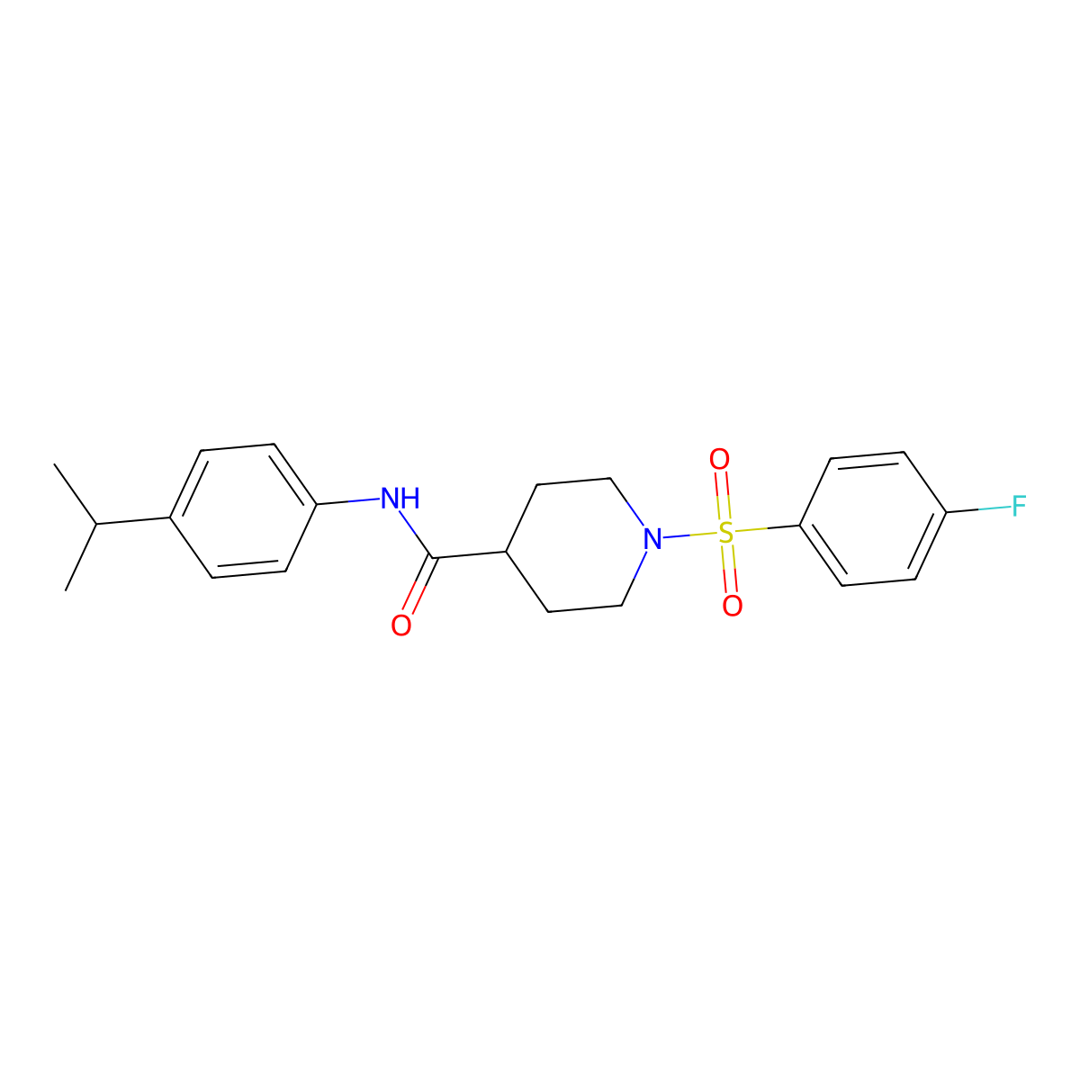 1-(4-fluorophenyl)sulfonyl-N-(4-propan-2-ylphenyl)piperidine-4-carboxamide molecular structure, CAS 551931-56-7