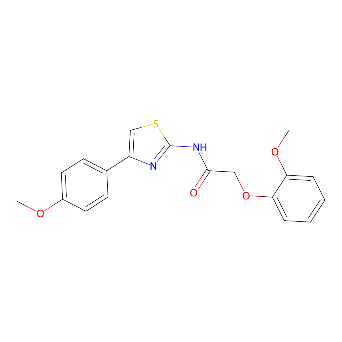 2-(2-methoxyphenoxy)-N-[4-(4-methoxyphenyl)-1,3-thiazol-2-yl]acetamide molecular structure, CAS 551932-89-9