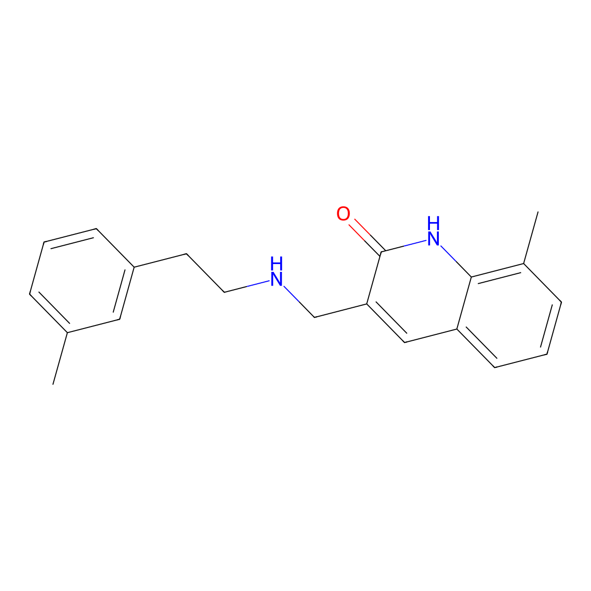 8-Methyl-3-[(2-m-tolyl-ethylamino)-methyl]-1H-quinolin-2-one molecular structure, CAS 551945-42-7