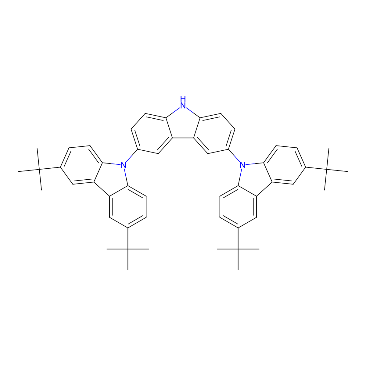 3,3'',6,6''-Tetra-tert-butyl-9'H-9,3':6',9''-tercarbazole molecular structure, CAS 551951-04-3
