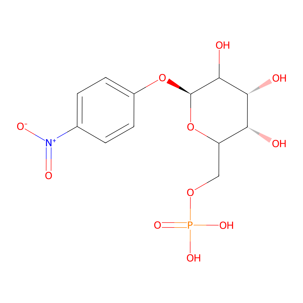 [(3S,4R,6S)-3,4,5-trihydroxy-6-(4-nitrophenoxy)oxan-2-yl]methyl dihydrogen phosphate molecular structure, CAS 55196-70-8