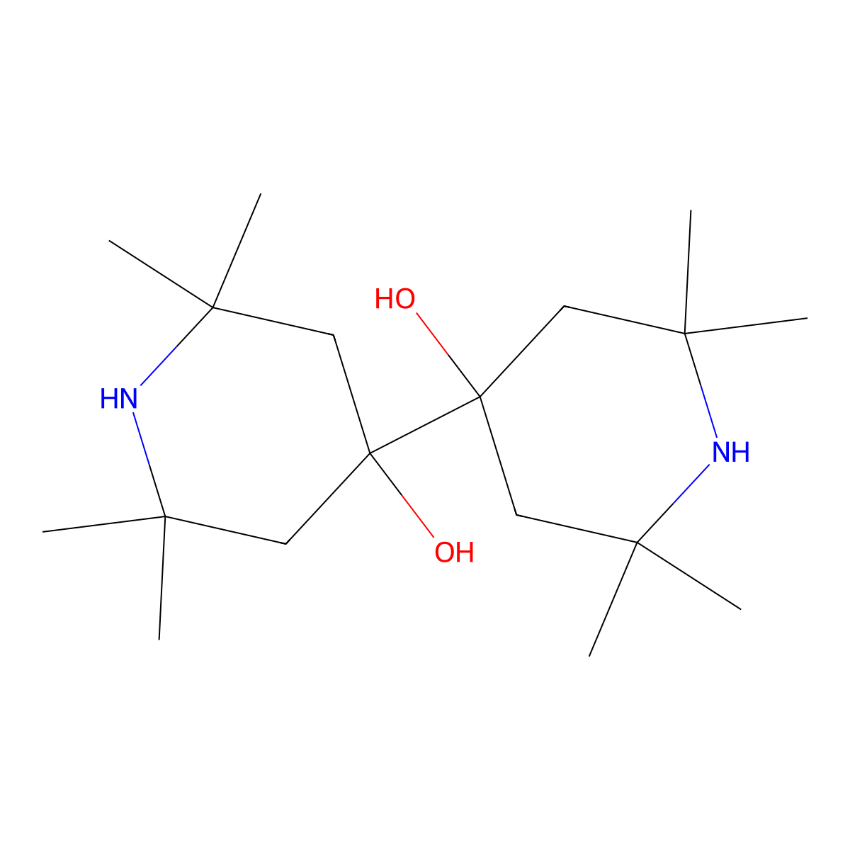 4-(4-Hydroxy-2,2,6,6-tetramethylpiperidin-4-yl)-2,2,6,6-tetramethylpiperidin-4-ol molecular structure, CAS 55196-74-2