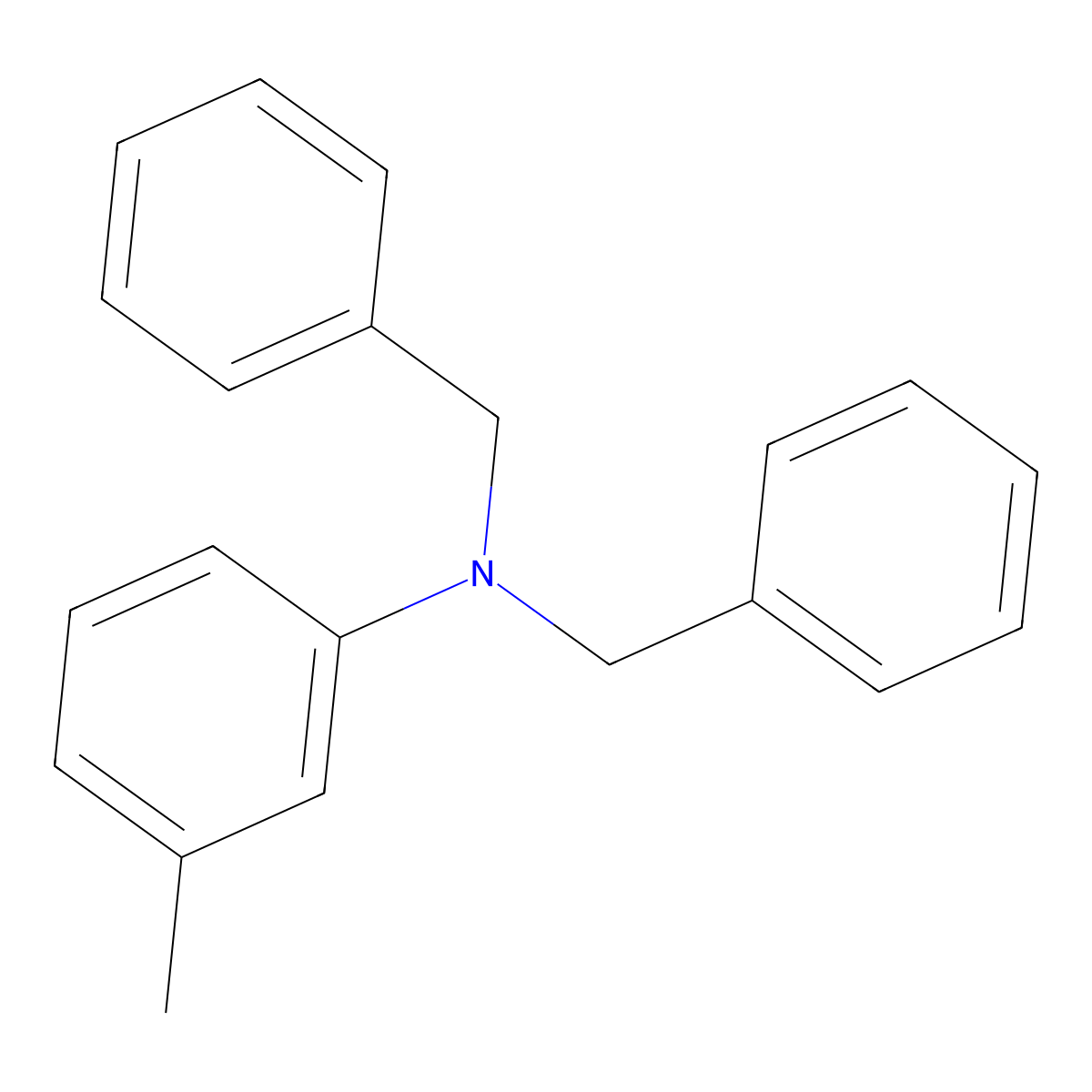 Benzenemethanamine, N-(3-methylphenyl)-N-(phenylmethyl)- molecular structure, CAS 55197-79-0