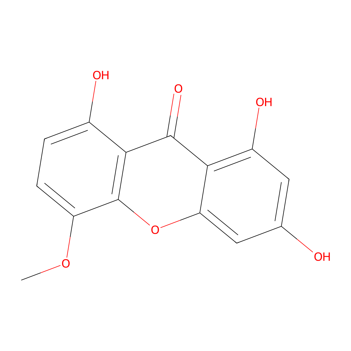 1,3,8-Trihydroxy-5-methoxyxanthone molecular structure, CAS 552-00-1