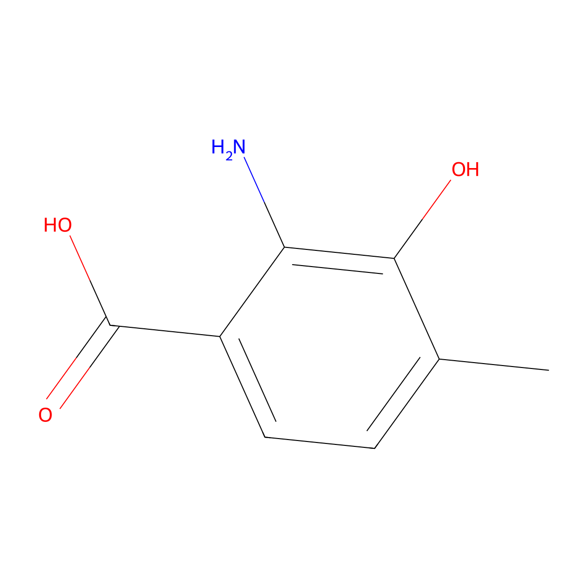 2-Amino-3-hydroxy-4-methylbenzoic acid molecular structure, CAS 552-14-7