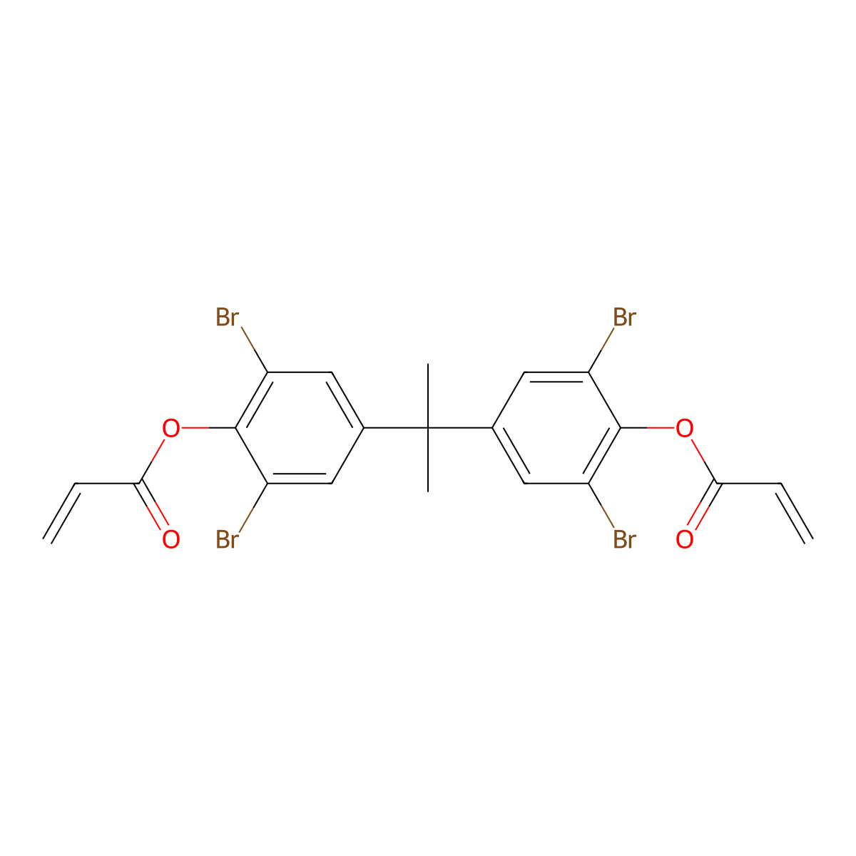 Tetrabromobisphenol A diacrylate molecular structure, CAS 55205-38-4