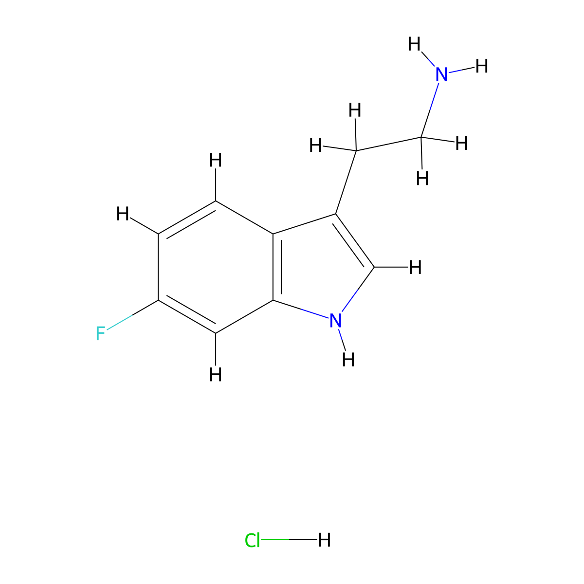 6-Fluoro-1H-indole-3-ethylamine monohydrochloride molecular structure, CAS 55206-24-1