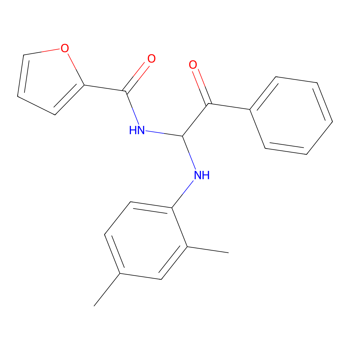 N-{1-[(2,4-dimethylphenyl)amino]-2-oxo-2-phenylethyl}furan-2-carboxamide molecular structure, CAS 5521-84-6