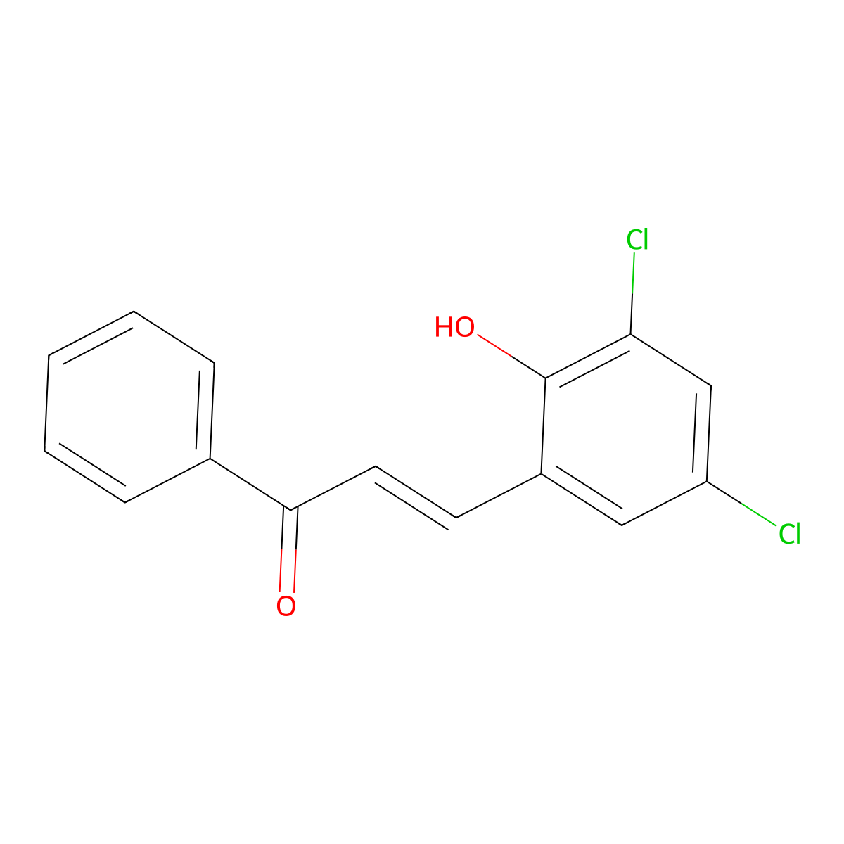 (2E)-3-(3,5-dichloro-2-hydroxyphenyl)-1-phenylprop-2-en-1-one molecular structure, CAS 55210-71-4