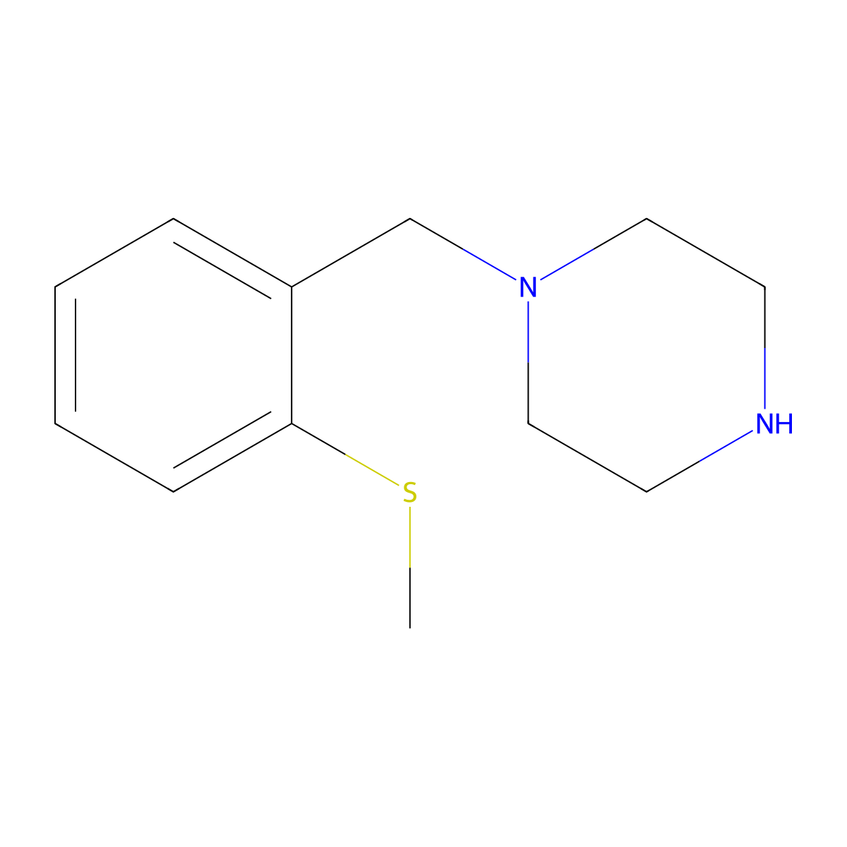 1-[(2-Methylsulfanylphenyl)methyl]piperazine molecular structure, CAS 55212-33-4