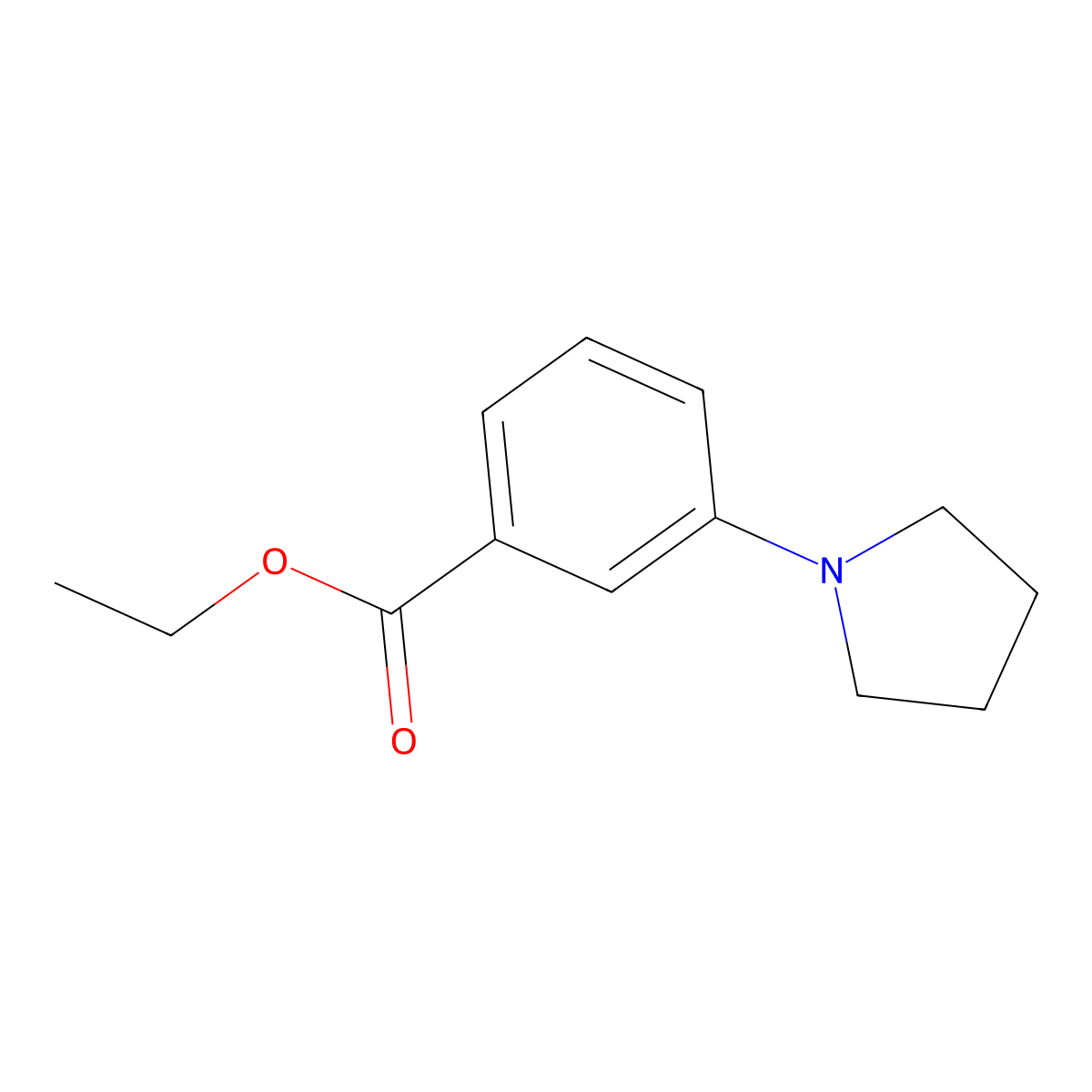 Ethyl 3-(pyrrolidin-1-yl)benzoate molecular structure, CAS 55212-89-0