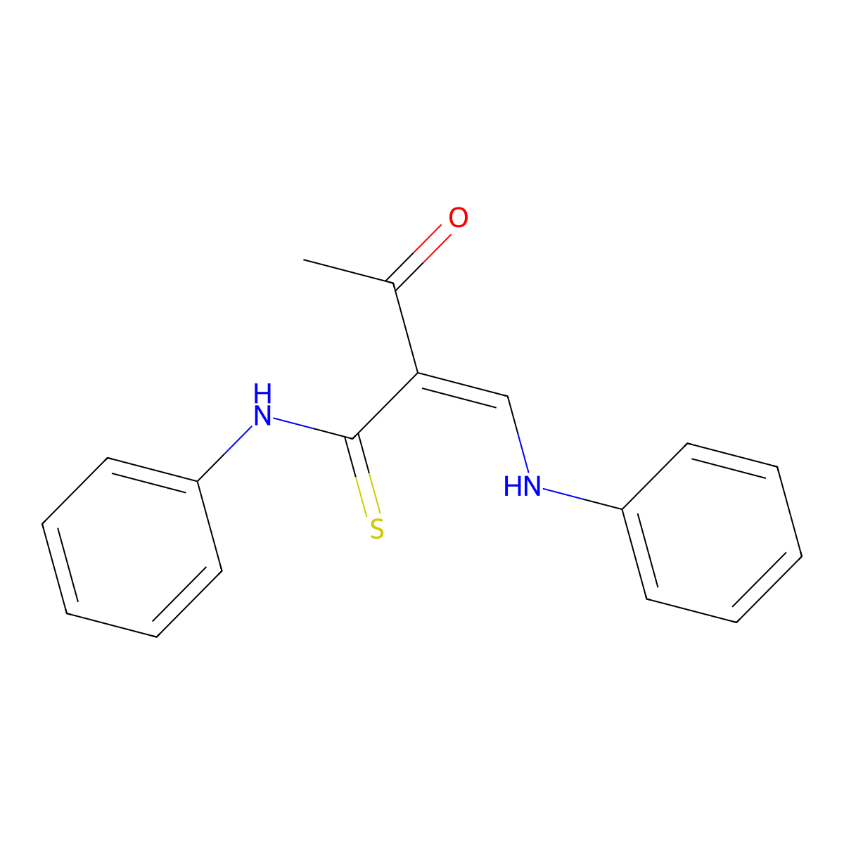 Butanethioamide, 3-oxo-N-phenyl-2-[(phenylamino)methylene]- molecular structure, CAS 55213-20-2