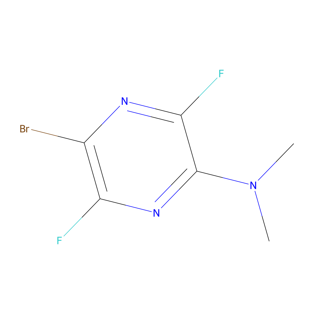 5-Bromo-3,6-difluoro-N,N-dimethylpyrazin-2-amine molecular structure, CAS 55215-65-1