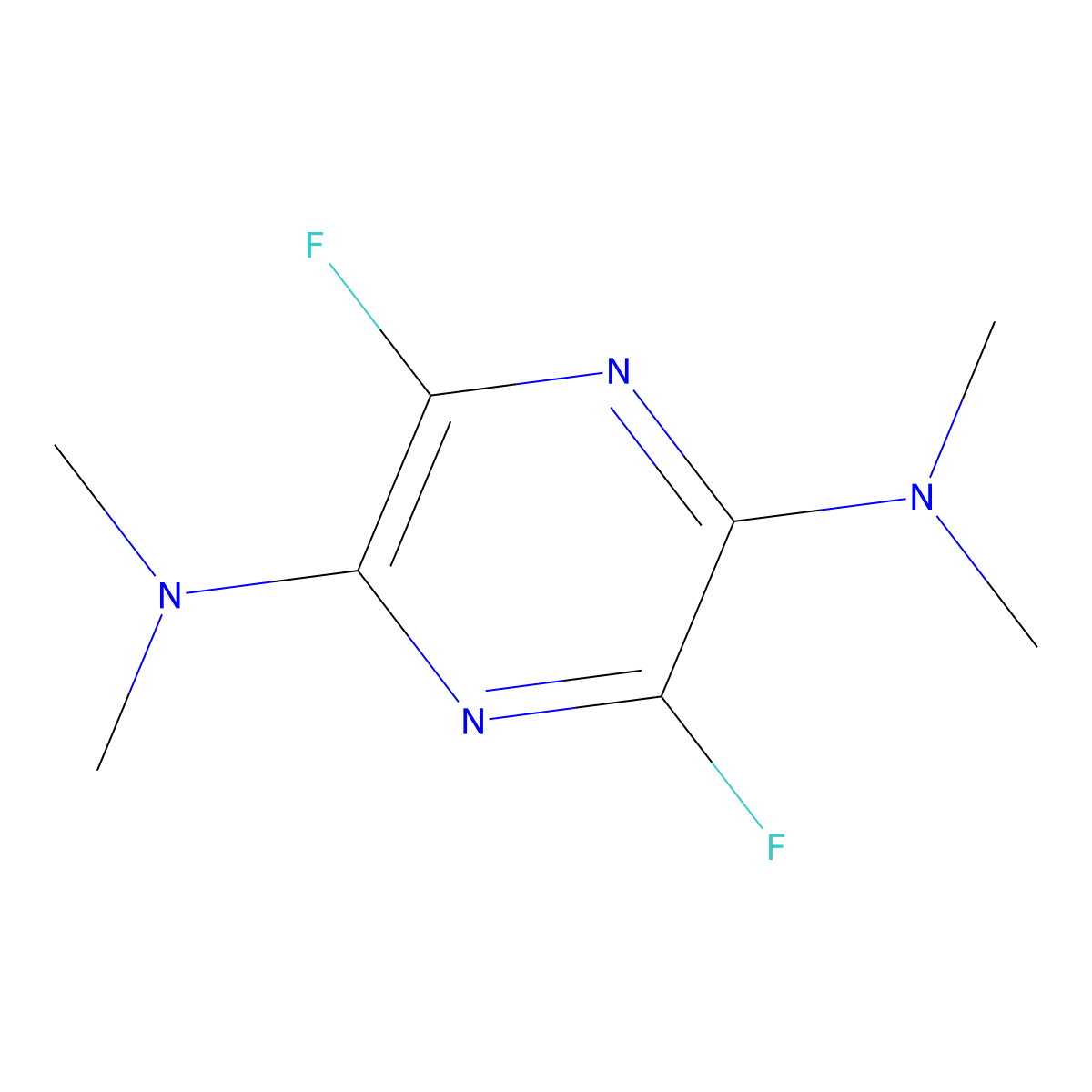 3,6-Difluoro-N2,N2,N5,N5-tetramethylpyrazine-2,5-diamine molecular structure, CAS 55215-70-8