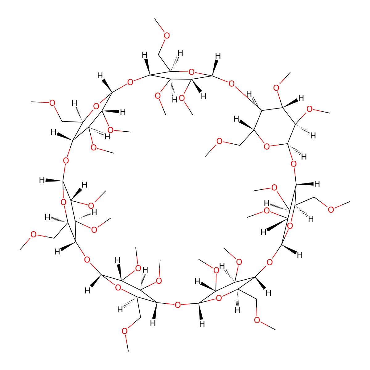 2,3,6-tri-O-methyl-beta-cyclodextrin molecular structure, CAS 55216-11-0