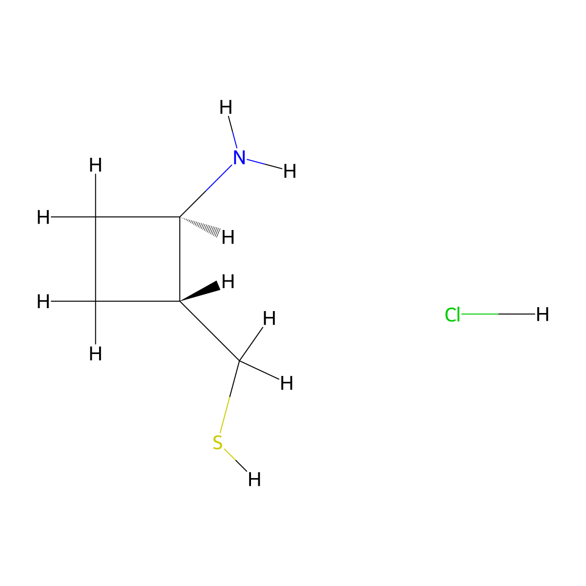 Cyclobutanemethanethiol, 2-amino-, hydrochloride, (E)- molecular structure, CAS 55217-61-3