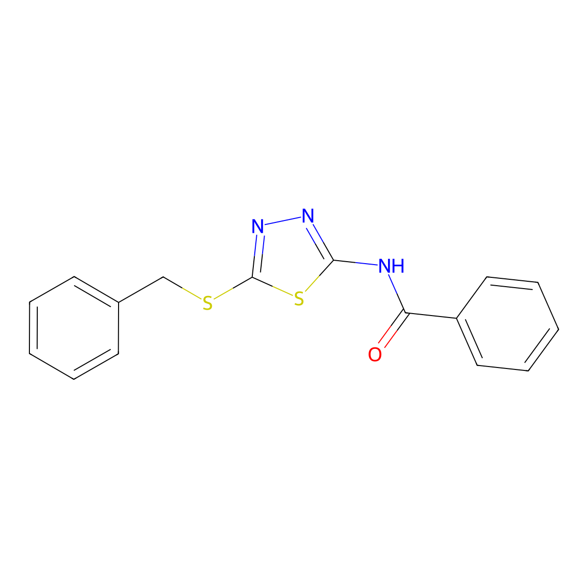 N-[5-(benzylsulfanyl)-1,3,4-thiadiazol-2-yl]benzamide molecular structure, CAS 55217-83-9