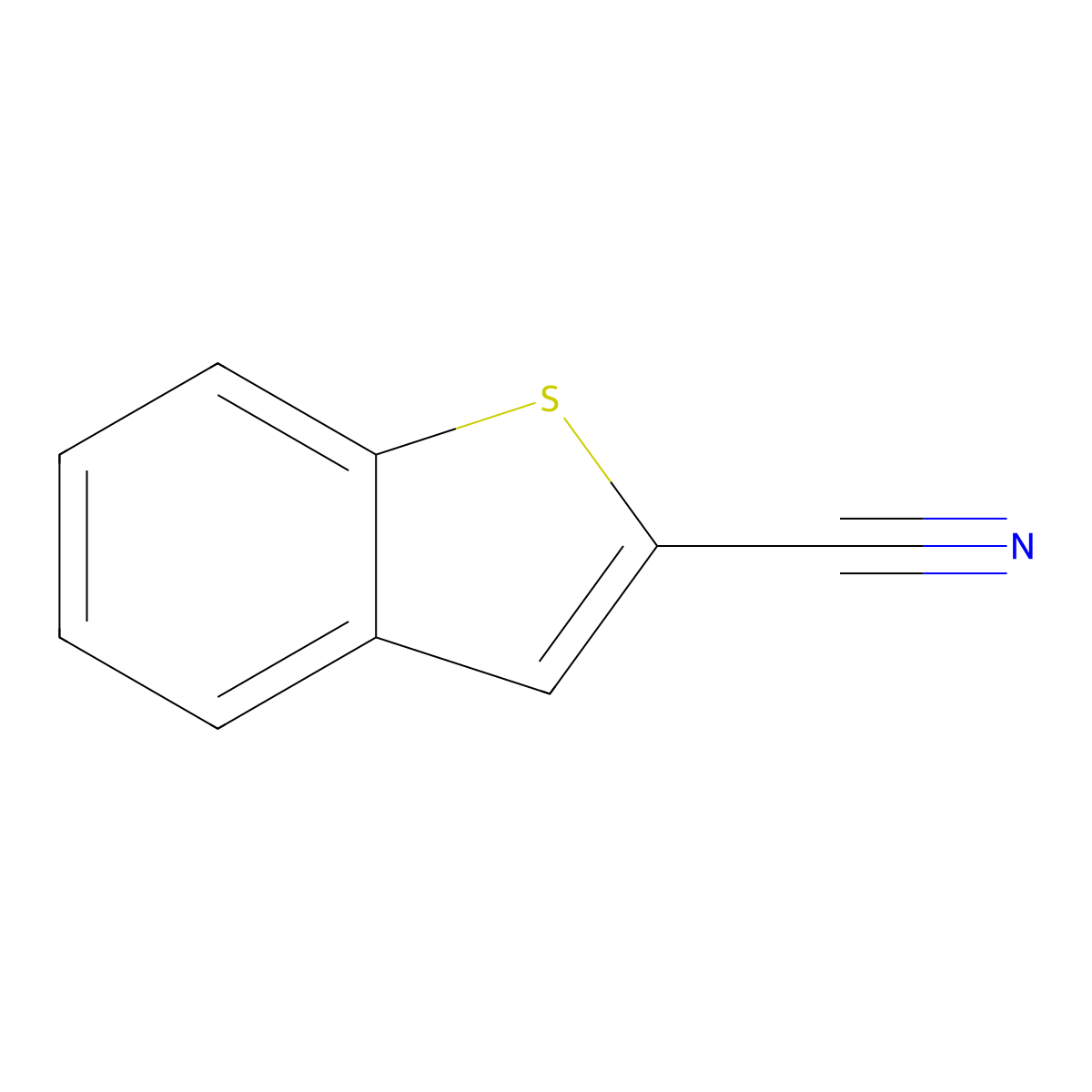 Benzo(b)thiophene-2-carbonitrile molecular structure, CAS 55219-11-9