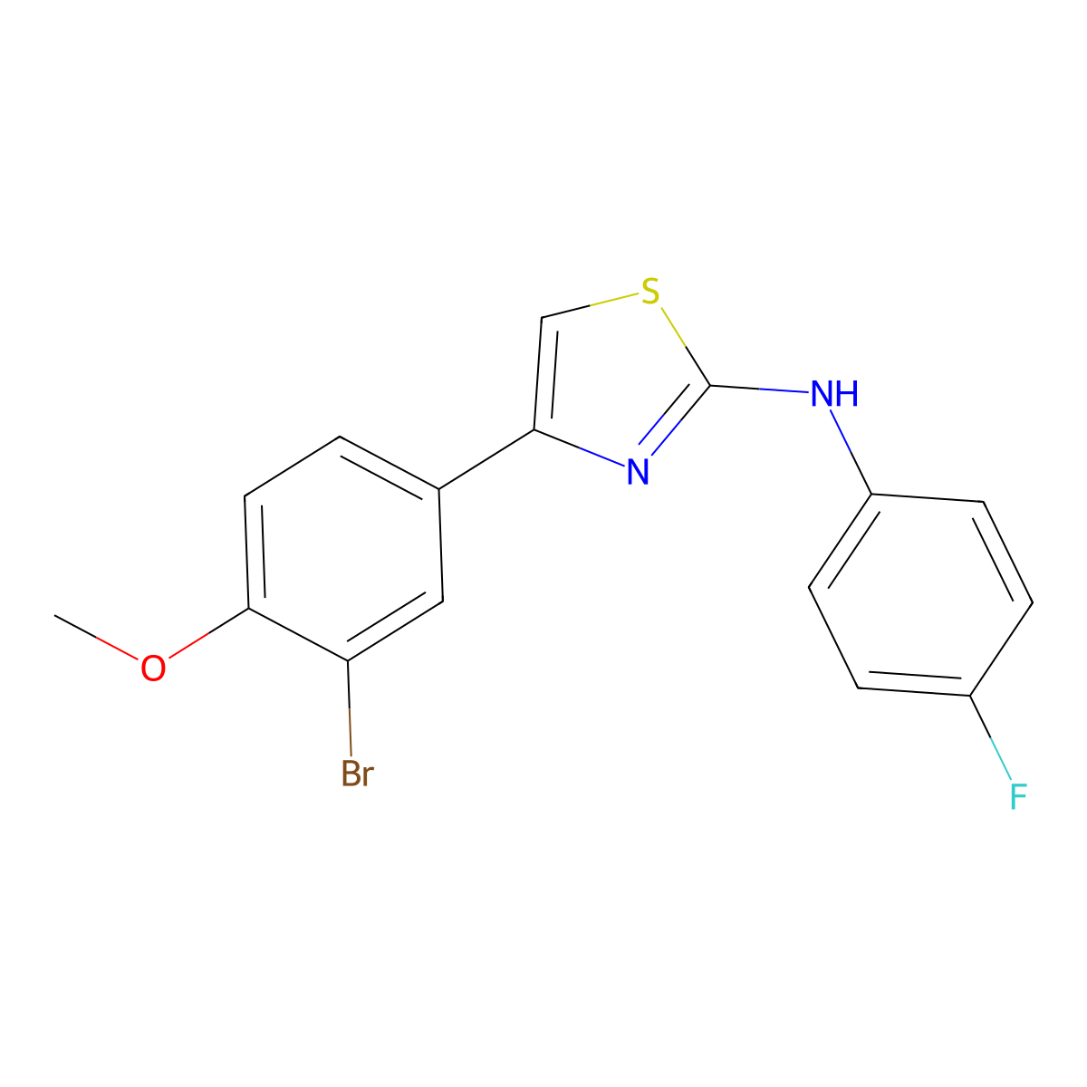4-(3-bromo-4-methoxyphenyl)-N-(4-fluorophenyl)-1,3-thiazol-2-amine molecular structure, CAS 5522-10-1