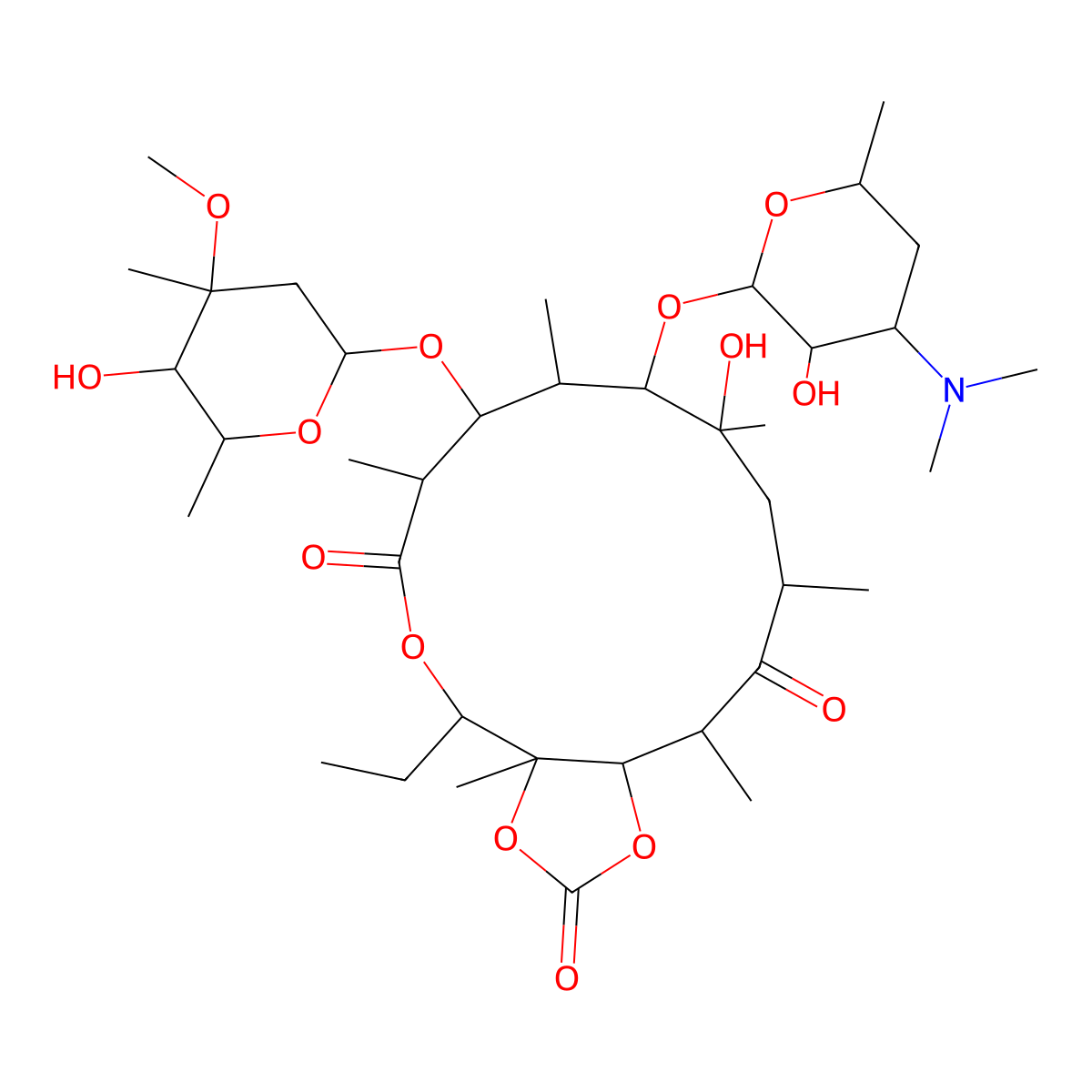 Erythromycin, cyclic 11,12-carbonate molecular structure, CAS 55224-05-0