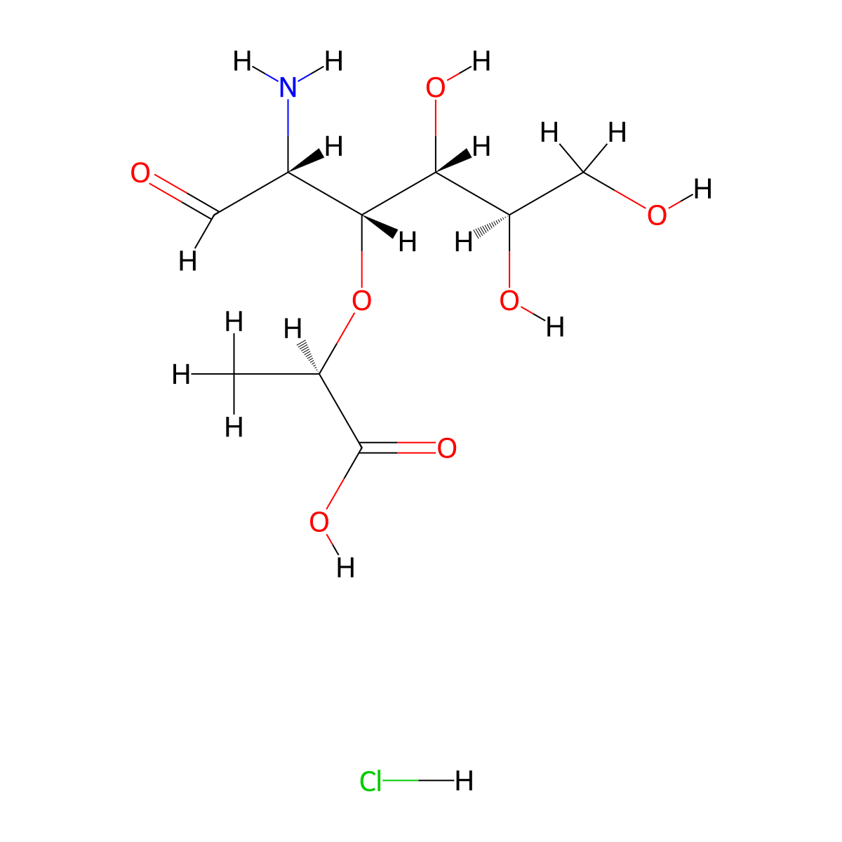 Muramic acid HCl molecular structure, CAS 55226-93-2