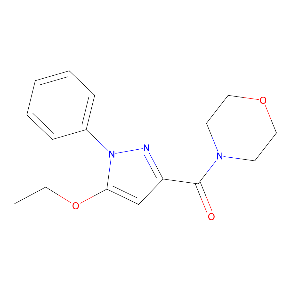 (5-Ethoxy-1-phenyl-1H-pyrazol-3-yl)(morpholin-4-yl)methanone molecular structure, CAS 55227-71-9