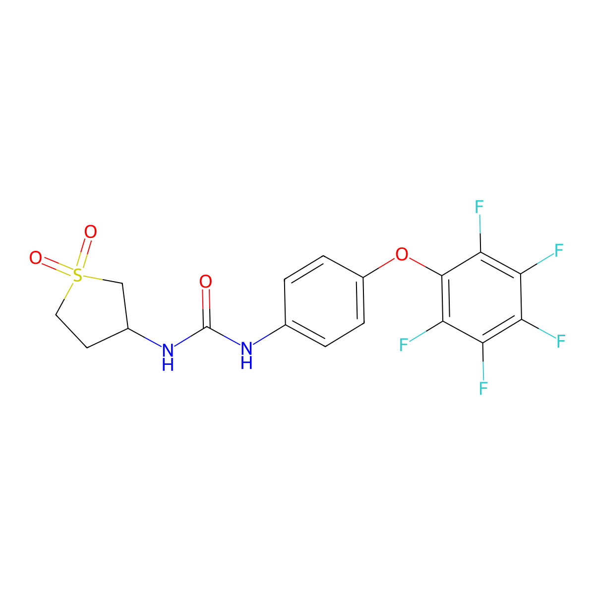 1-(1,1-Dioxidotetrahydrothiophen-3-yl)-3-[4-(pentafluorophenoxy)phenyl]urea molecular structure, CAS 552284-45-4