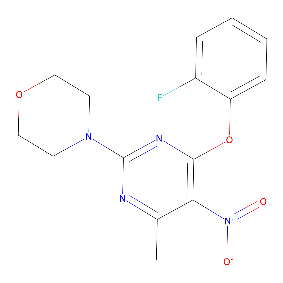 4-[4-(2-Fluorophenoxy)-6-methyl-5-nitropyrimidin-2-yl]morpholine molecular structure, CAS 552285-47-9
