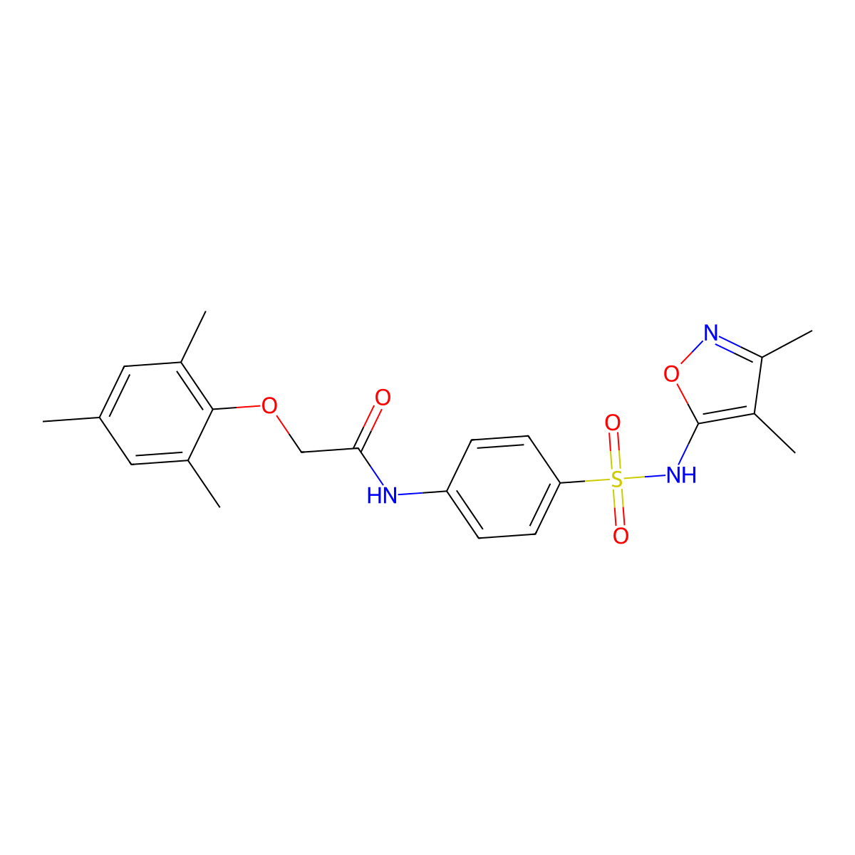 N-{4-[(3,4-dimethyl-1,2-oxazol-5-yl)sulfamoyl]phenyl}-2-(2,4,6-trimethylphenoxy)acetamide molecular structure, CAS 552286-86-9
