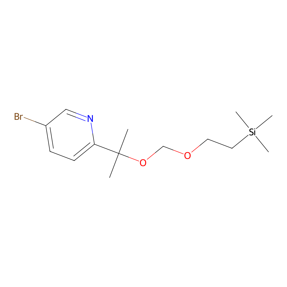 5-Bromo-2-(2-{[2-(trimethylsilyl)ethoxy]methoxy}propan-2-yl)pyridine molecular structure, CAS 552287-64-6